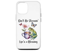 Don't Be Stressin' Life's a Blessing God Frog Cute Butterfly Custodia per iPhone 12/12 Pro