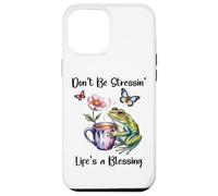 Don't Be Stressin' Life's a Blessing God Frog Cute Butterfly Custodia per iPhone 12 Pro Max