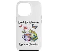 Don't Be Stressin' Life's a Blessing God Frog Cute Butterfly Custodia per iPhone 13 Pro