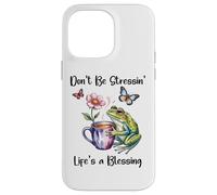 Don't Be Stressin' Life's a Blessing God Frog Cute Butterfly Custodia per iPhone 14 Pro Max