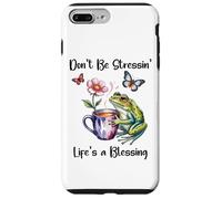 Don't Be Stressin' Life's a Blessing God Frog Cute Butterfly Custodia per iPhone 7 Plus/8 Plus