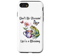 Don't Be Stressin' Life's a Blessing God Frog Cute Butterfly Custodia per iPhone SE (2020) / 7/8
