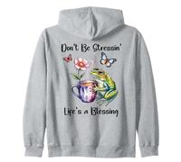 Don't Be Stressin' Life's a Blessing God Frog Cute Butterfly Felpa con Cappuccio