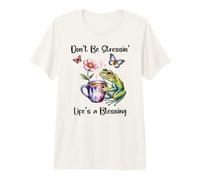 Don't Be Stressin' Life's a Blessing God Fully Rely On Frog Maglietta Premium