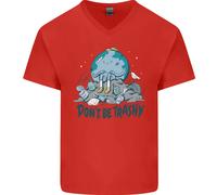 Don'T Be Trashy Climate Change Ambiente Uomo Scollo A V Cotone T-Shirt