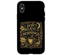 Don't Believe In Mornings notturno divertente assonnato bisogno di caffè Custodia per iPhone X/XS