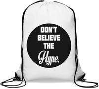 Don't Believe The Hype - Sacca da palestra casual, con coulisse, colore: bianco