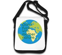 Don't FCK with Mother Nature Slogan Borsa a tracolla Bianco, bianco, Taglia unica
