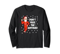 Don't Feed The Hipsters Padre Natale Xmas Ugly Christmas Maglia a Manica