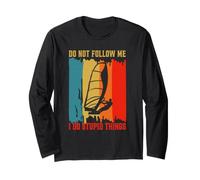 Don't Follow Me I Do Stupid Things Retro Windsurf Maglia a Manica