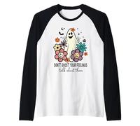 Don't Ghost Your Feelings Halloween Mental Health Therapy Maglia con Maniche Raglan