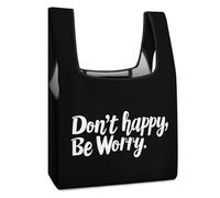 Don't Happy Be Worry - Borsa per la spesa riutilizzabile, con stampa, pieghevole, lavabile, leggera, con manico