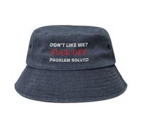 Dont Like Me Fuck off Problem Solved Cappello Pescatore Protezione UV Cappelli da Sole per Uomini Donne, Esterno Vacanze Shopping Pieghevole Cappello A Secchiello