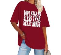 Don't Make Me Bless Your Heart Honey Camicia Sarcastica Umoristica Lettera Stampa Maglietta a Manica Corta Unisex, Porpora, XL