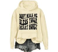 Don't Make Me Bless Your Heart Honey Felpa con cappuccio Sarcastico Umoristico Lettera Stampa Camicie Unisex, Khika-h, S