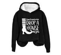 Don't Make Me Drop A On You Felpa Halloween Donna 2024 Divertente Felpa con Cappuccio Girocollo Manica Lunga Maglione Manica Corta, Nero , XL