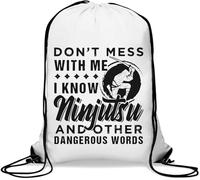 Don't Mess with Me I Know Ninjutsu and Other Dangerous Words Sacca da palestra casual con coulisse borsa bianca