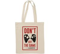 Don't Quit The Game Broken Controller Graphic Natural Cotton Tote Bag Bianco
