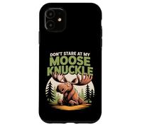 Don't Stare At My Moose Knuckle Funny Cartoon Custodia per iPhone 11
