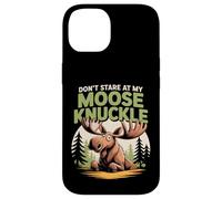 Don't Stare At My Moose Knuckle Funny Cartoon Custodia per iPhone 14