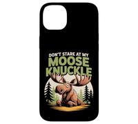 Don't Stare At My Moose Knuckle Funny Cartoon Custodia per iPhone 14 Plus