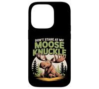 Don't Stare At My Moose Knuckle Funny Cartoon Custodia per iPhone 14 Pro