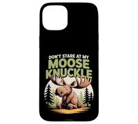 Don't Stare At My Moose Knuckle Funny Cartoon Custodia per iPhone 15 Plus