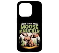 Don't Stare At My Moose Knuckle Funny Cartoon Custodia per iPhone 15 Pro