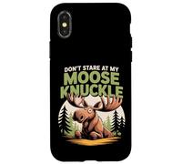 Don't Stare At My Moose Knuckle Funny Cartoon Custodia per iPhone X/XS