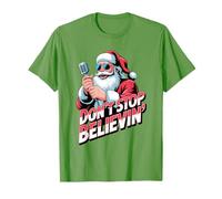 Don't Stop Believin Divertente Karaoke Babbo Natale Maglietta