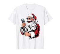 Don't Stop Believin Divertente Karaoke Babbo Natale Maglietta