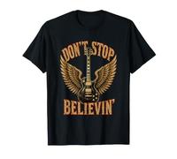 Don't Stop Believin Rock Guitar Wings Vintage Throwback Fun Maglietta