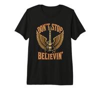 Don't Stop Believin Rock Guitar Wings Vintage Throwback Fun Maglietta Premium