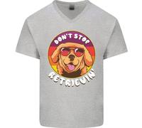 Don'T Stop Recupero Divertente Golden Retriever Uomo Scollo A V Cotone T-Shirt