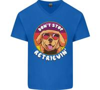 Don'T Stop Recupero Divertente Golden Retriever Uomo Scollo A V Cotone T-Shirt