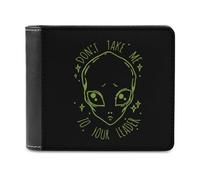 Don't Take Me to Your Leader, portafoglio da uomo in pelle con porta carte di credito, Stile:, Taglia unica