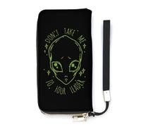 Don't Take Me to Your Leader, portafoglio sottile da donna, borsetta lunga carina, pochette da polso, borsetta porta carte, Stile:, 20x10.5cm