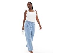 Don't Think Twice Plus - Katy - Jeans dritti corti a vita alta lavaggio azzurro-Blu 52