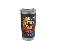 Don't Try Me I'm A Leo King Lion Compleanno Leone Uomini Ragazzo Ragazza Bicchiere termico in acciaio inox doppia parete