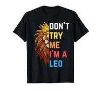 Don't Try Me I'm A Leo King Lion Compleanno Leone Uomini Ragazzo Ragazza Maglietta con Stampa Grafica Economica, Uomo, Nero, L