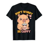 Don't Worry Be Cappy Funny Capybara Drinks Boba Tea Kids Maglietta