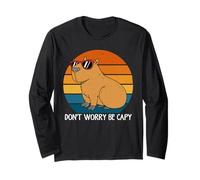 Dont Worry Be Capy Funny Capybara Amante Uomini Donne Ragazzi Ragazze Maglia a Manica