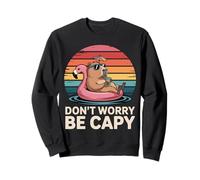Don't Worry Be Capy Vintage Tramonto Amore Capybara Retro Felpa