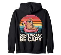 Don't Worry Be Capy Vintage Tramonto Amore Capybara Retro Felpa con Cappuccio