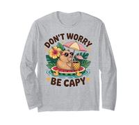 Don't Worry Be Capy Women Boys Kids Funny Capybara Rodents Maglia a Manica