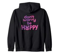 Don't Worry Be Hoppy Cute Bunny Citazione Felpa con Cappuccio
