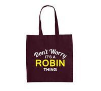 Don'T Worry It's A Robin Cosa - Borsa Tote IN Tela - Cognome Custom Nome