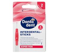 Dontodent Bastoncini interdentali rossi, ISO 2 (diametro 2,2 mm), 6 spazzole interdentali super sottili, con tappo igienico e manico flessibile