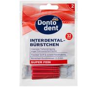 Dontodent - Spazzole interdentali, 0,4 mm, ISO 2, manico flessibile, setole extra sottili, per spazi interdentali e staffe