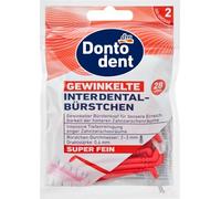 Dontodent Spazzole interdentali angolate ISO 2/2,5 mm, 28 spazzole interdentali rosse - MIt impugnatura ergonomica e maneggevolezza sicura